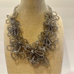 Aldo Flowers Statement Necklace, Gorgeous faceted smoky gray glass beads on wire